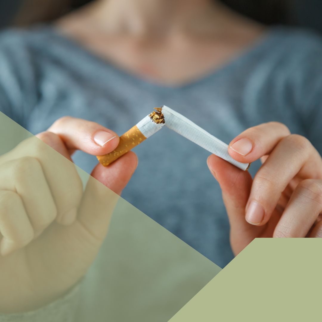 woman breaking cigarette