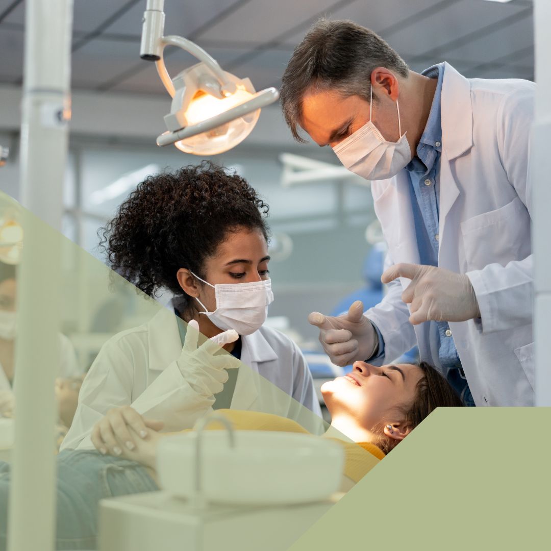 dentists practicing on a patient in dental school