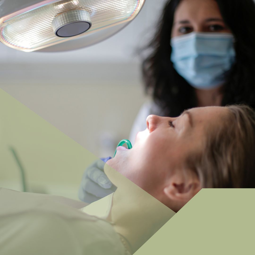 woman in dental chair having work done