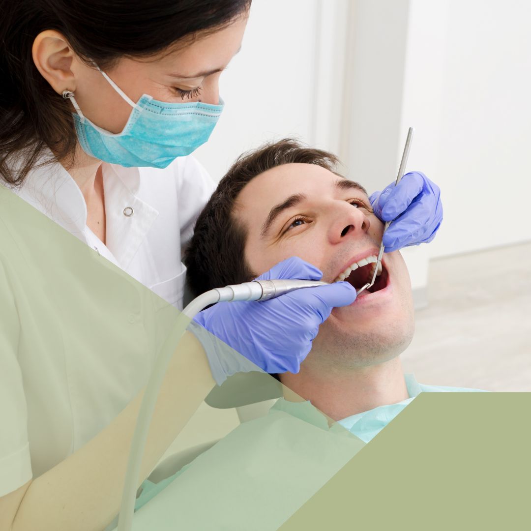man having dental care completed