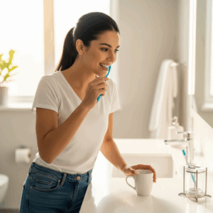 brushing teeth