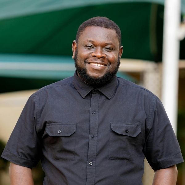 man smiling confidently
