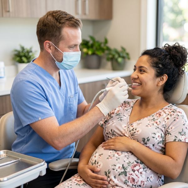 pregnant woman and dentist
